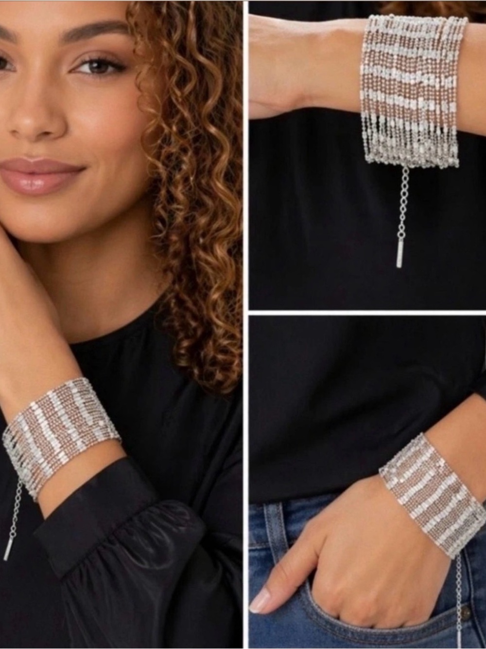 Plunder Silver-Tone Multi Strand Bead Bracelet